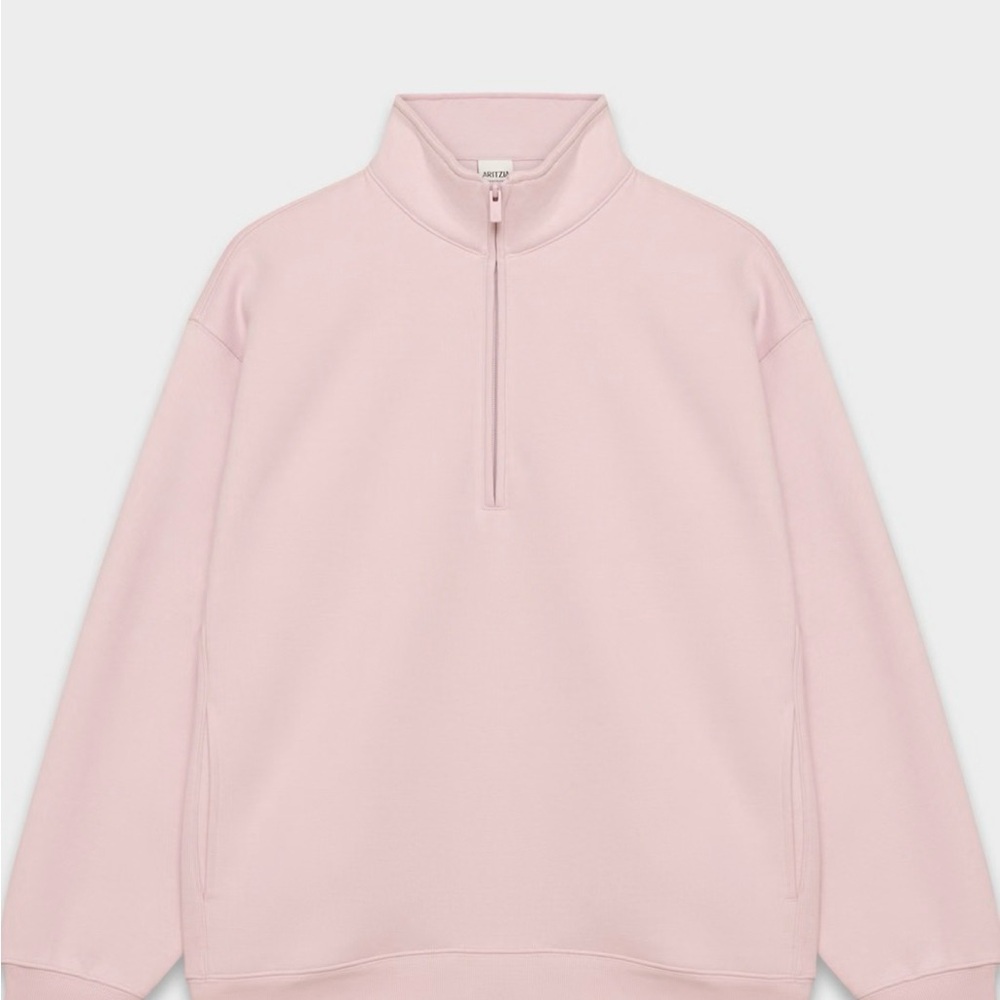 Aritiza Pink Half-Zip Sweatshirt - Picture 2 of 4